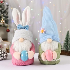 Bogoro Easter Gnome Easter Small Gnome Figures Pack of 2 Bunny Small Gnome Figures Decoration Plush Easter Bunny Dwarfs for Easter Gift Gnome Easter Party Gifts Hanging Decoration