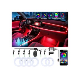 6 in 1 Car Led Strip Lights with App Control, RGB Colors Interior Car Lights, Ambient Led Lighting Kit, 4 Light Flashing Modes, USB Neon Accessories for Doors, Center Console