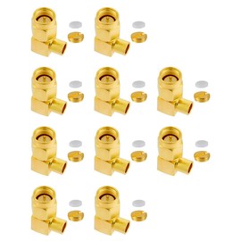 Vecys 10 PCS SMA Connectors SMA Male Right Angle Solder Connector for RG402 .141" Semi-Rigid RF Coax Cable
