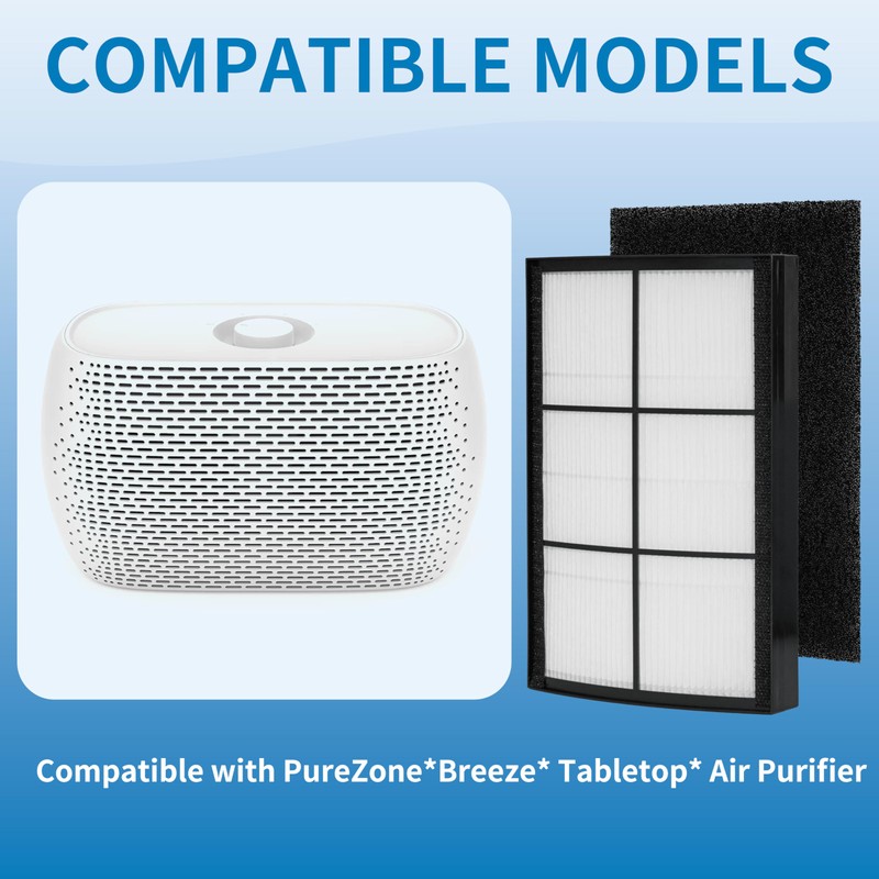 Alvamoyle Breeze Tabletop Filter Replacement, Compatible with PureZone Breeze Tabletop