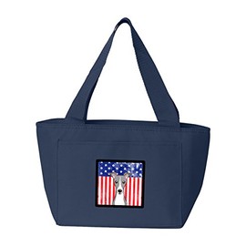 Caroline's Treasures BB2166NA-8808 American Flag and Italian Greyhound Lunch Bag Insulated Lunch Box Tote Bag for Women Adult Men, Reusable, Large, Navy