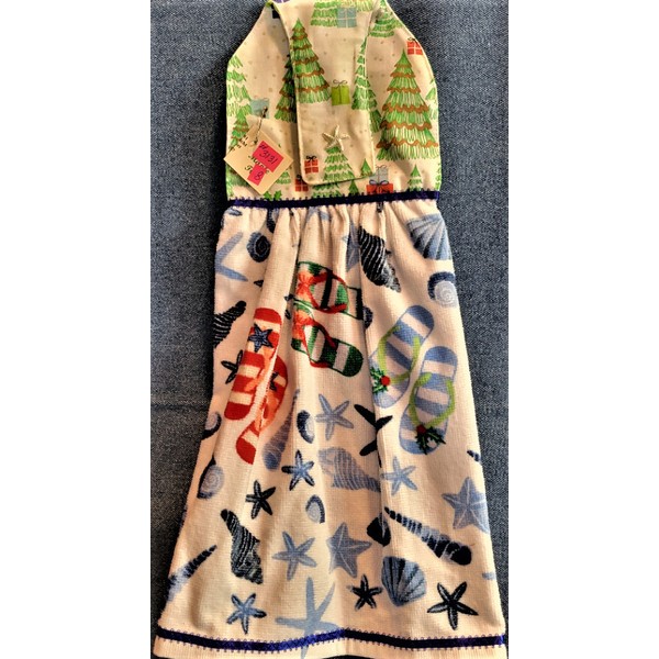 Kitchen NEW*Handmade "Christmas At The Beach!" Hanging Kitchen Hand Towel