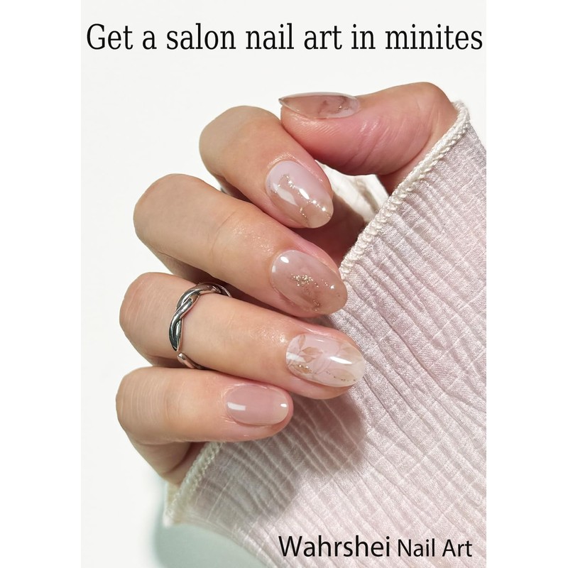 Semi Cured Gel Nail Strips, Brown Marble 20pcs Adhesive UV