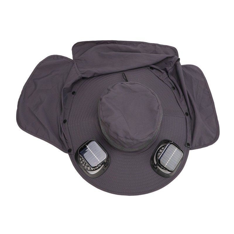 Men Sun Hat Solar Powered Rechargeable Fan UPF50 Wide Brim