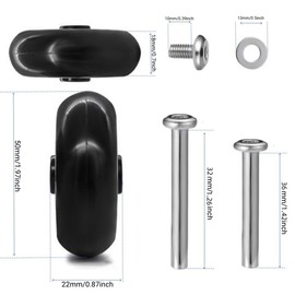 Luggage Wheels Replacement with Axles, 50mm/1.97inch x 18mm/0.71inch Spinner Suitcase Wheel Replacement Rollers 360 Swivel Caster Detachable Wheels for Luggage Suitcase Trolley Bag Travel Box