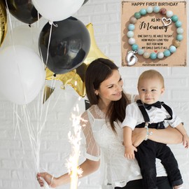 TONY & SANDY First Time Mom Birthday Gifts, First Birthday As My Mummy Bracelet, New Mom Mommy Birthday Bracelet for First Time Mommy, 1st Birthday As My Mommy Bracelet Gifts From Baby