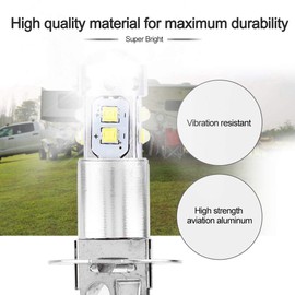 AMONIDA Bombilla de Luz Antiniebla LED, 2 Piezas 50W 6000K-6500K H3 Luces Antiniebla de Aluminio para Automóvil, Luz Antiniebla Plateada con ángulo de Haz de 360 ​​Grados (Luz Blanca)