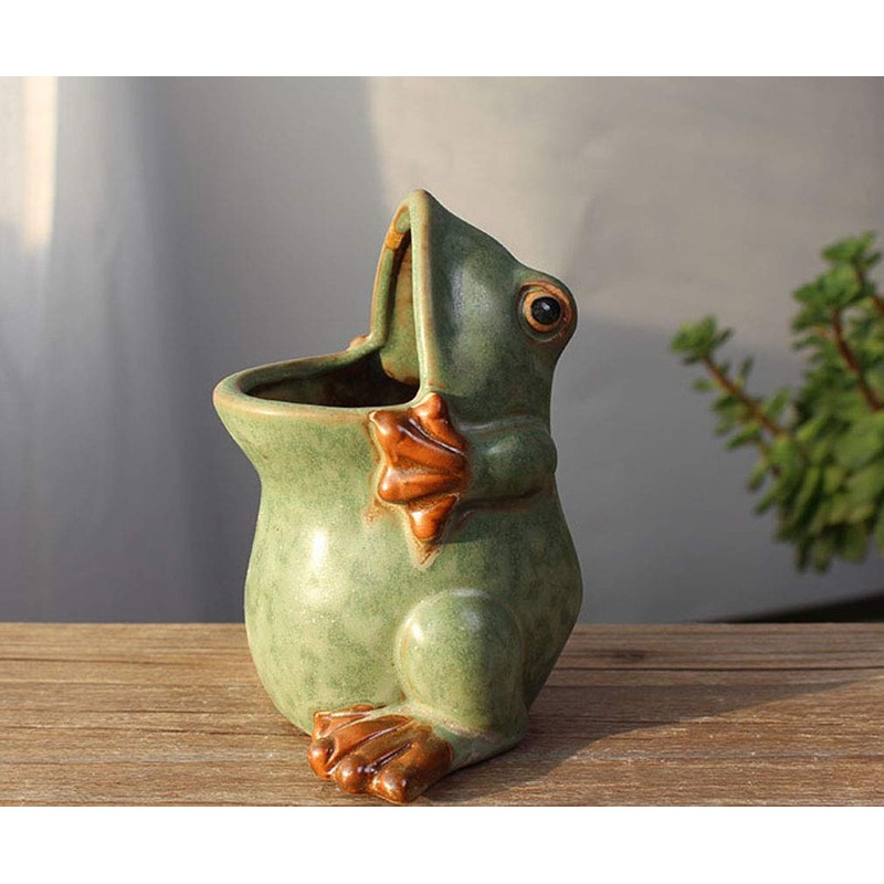 MONMOB Ceramic Frog Shaped Plant Pot Bonsai Flower Pot ucculent
