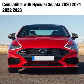 Adzfel 2PCS Compatible with Hyundai Sonata Ox Horn Side Mirror Covers Trim 2020 2021 2022 2023, Driver and Passenger Side Door Rearview Mirror Caps for Sonata 2023 W/Light Hole - Carbon Fiber