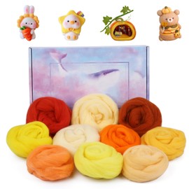 10 Colours 15 g Felt Wool Fairytale Wool, Virgin Sheep Wool for Felting, Roving Felting for Needle Felting Starter Set DIY Felting Craft Creations (Autumn)
