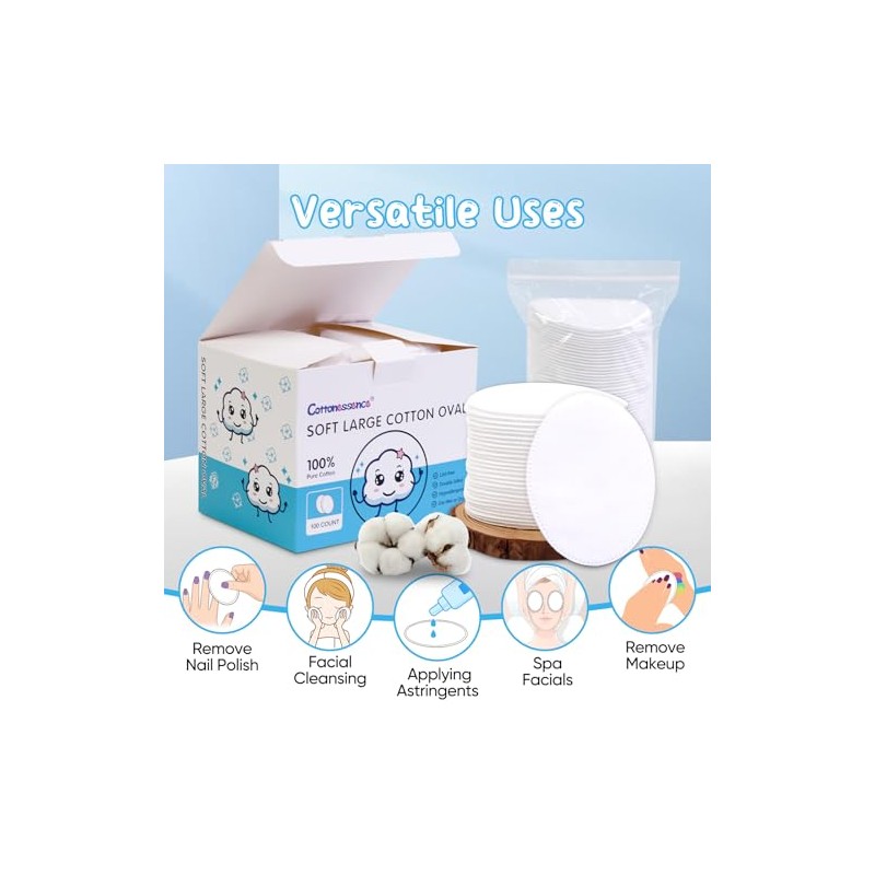 Cottonessence Almohadillas ovaladas de algodón (100 unidades) - 100% algodón