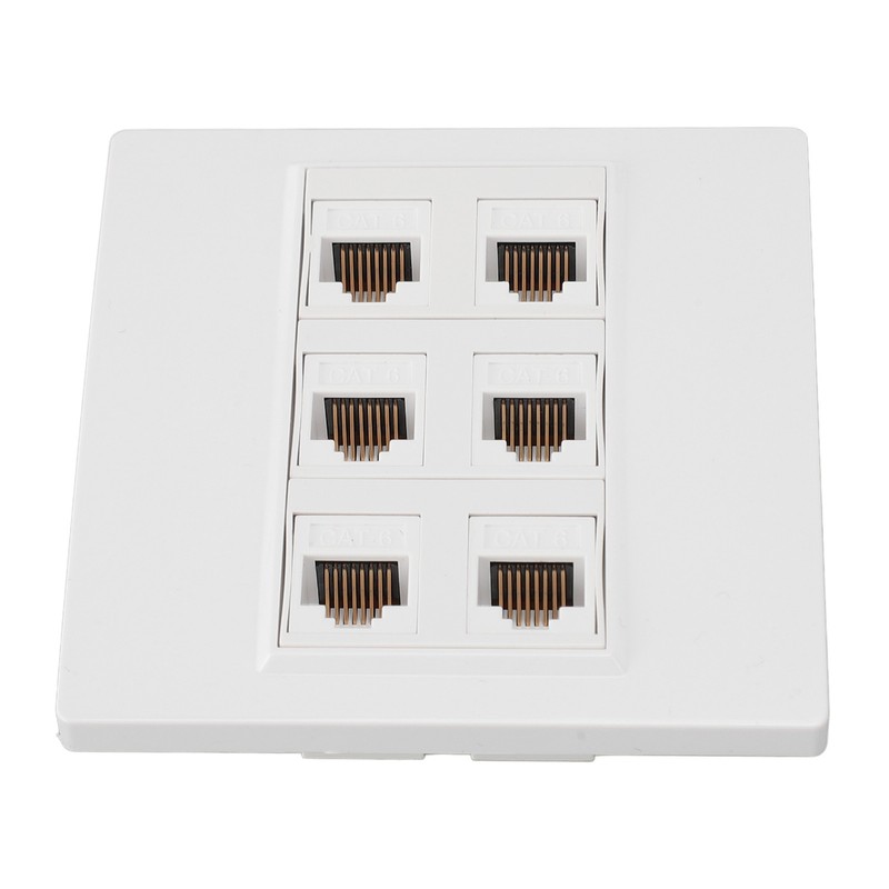 6 Port Cat 6 Ethernet Wall Plate Removable Female to