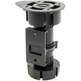 Wagner 12041500 Kitchen Foot / Furniture Foot / Adjustable Foot Set of 4 Plastic Diameter 57 x 96-166 mm with Screw-On Plate Black