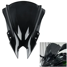 Windshield for NINJA500 SE 2024 2025 2026, PSLER Windscreen Double Bubble Wind Deflector Protector Fairing for NINJA500 SE Ninja 500 2024 2025 2026 (18" Black)
