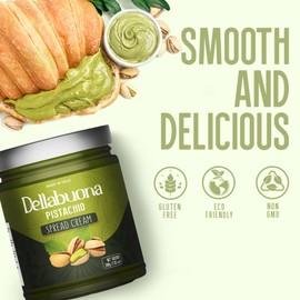 Dellabouna Pistachio Cream - Premium Italian Pistachio Spread - NON GMO, Eco-Friendly, Gluten-Free 12.35 oz (350g) Pack of 1