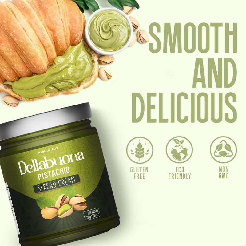 Dellabouna Pistachio Cream - Premium Italian Pistachio Spread - NON