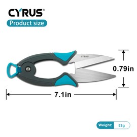 CYRUS Garden Pruner Herb Scissors,Large Size Handle and Sharp Blades, Blue Gray