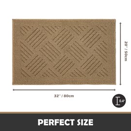JEEDOVIA Door Mat Indoor Doormat,Front Back Door Mats Non Slip Entrance Rugs Rubber Backing,Inside Doormats for Entryway Low-Profile Absorbent Resist Dirt Floor Mats Washable Brown 20"x32"
