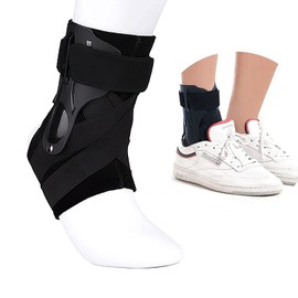 Ankle Brace, Adjustable Foot Brace, Ankle Support with PE Board, Strong Stabilisation, Ankle Brace with Velcro Fastening, for Men and Women, Ankle Pain (L)