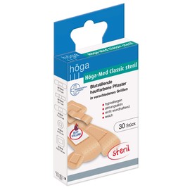 Höga-Med Classic steril , Blemostatic Skin Coloured Plasters in Various Sizes, 15 g, Skin Colours, Pack of 30 (Pack of 1)