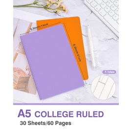 Dynta A5 Journals 45pcs 15 Colors Lined Notebooks Bulk College Ruled 5.5 x 8.3 Inches for Class or Conference, 30 Sheets/60 Pages