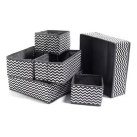 6pc Organizadorez Ropa Interior Y Almacenamiento Plegables Gris Oscuro