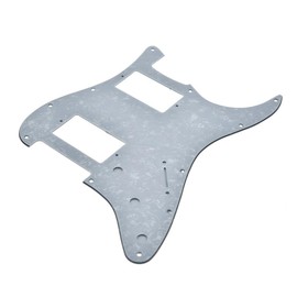 KAISH 11-Hole Modern Style 2-Humbucker H/H Pickguard for American Strat with dual humbucking pickups Humbucker with Square Corner White Pearl