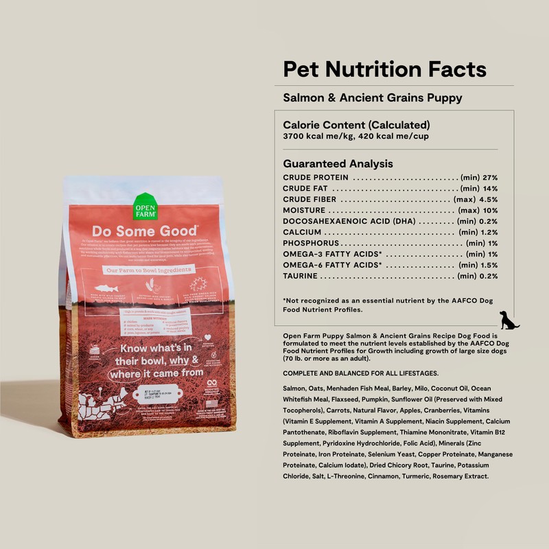 Open Farm, Ancient Grains Dry Dog Food for Puppies, Protein-Rich