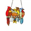 chloe Stained Glass Red Bird Window Panel Handcrafted Tiffany Style