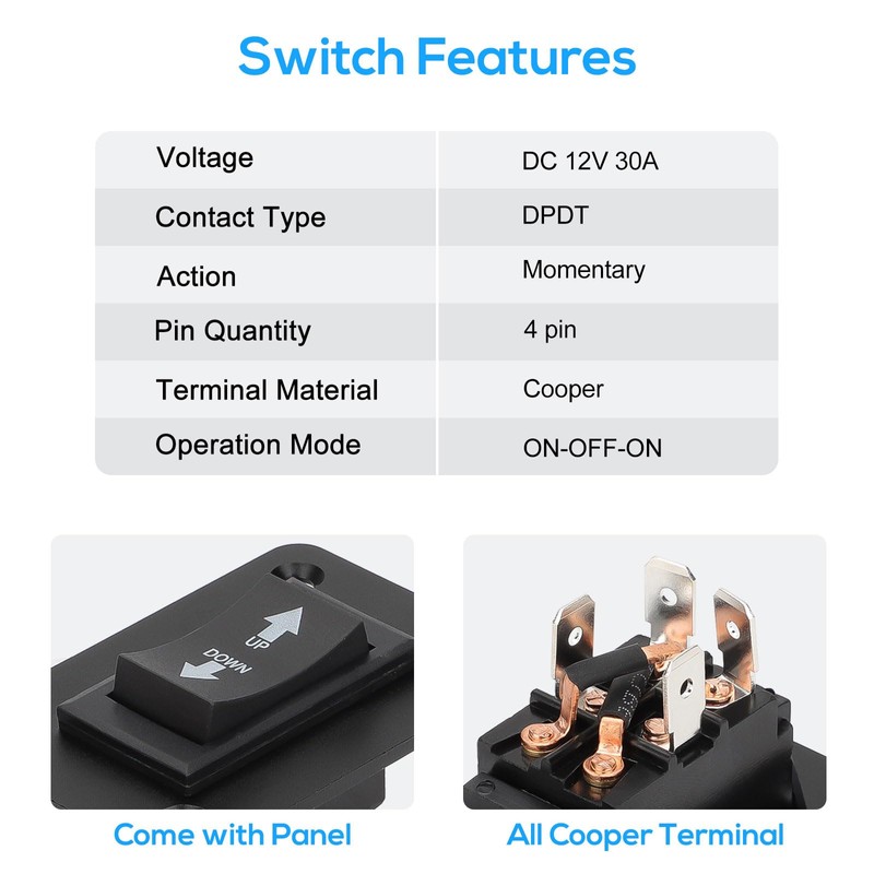 Linkstyle UP Down Momentary Reverse Switch, 2pcs 30A DPDT Polarity