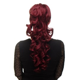 WIG ME UP - WK03-39 Hairpiece Voluminous Curls Curly Very Long (60 cm) + Combs & Elastic Band Garnet Red