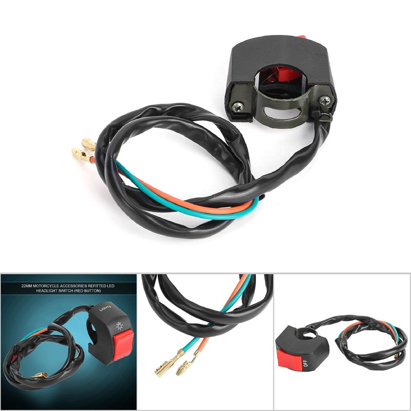 Motorcycle Handlebar Mount Switch, Universal 12V 10A 7/8inch Mount LED