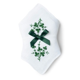 McCaw Allan Ladies Pure Linen Handkerchief with Green Shamrock Print