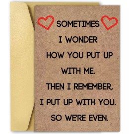 Funny Birthday Anniversary Card for Husband Wife, Happy Valentines Day Gifts for