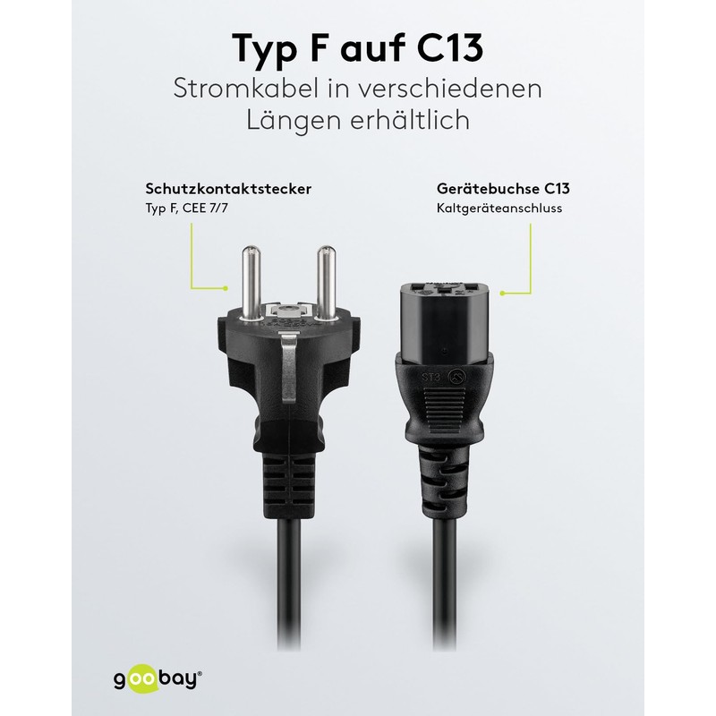 Goobay 50098 IEC Cable 2 m / C13 IEC Socket