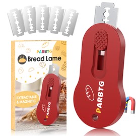 PARBTG Bread Lame Dough Scoring Tool, Extractable & Magnetic Sourdough Scoring Tool for Sourdough Bread Baking, Bread Making, Bread Scoring Tool with 5 Razor Blades, Scoring Patterns booklet