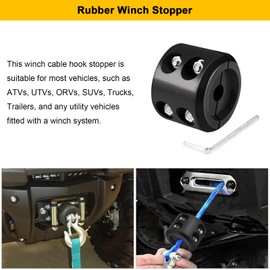 4 PCS Rubber Winch Cable Hook Stopper, Universal Winch Hook Stopper for Wire and Synthetic Cables, Rubber Rope Line Saver for ATV UTV SUV Winches with Allen Wrench