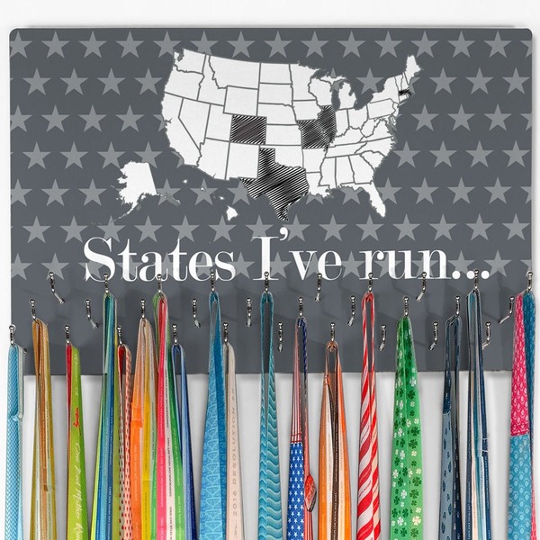 Gone For a Run Hooked On Medals Hanger & Award Display | Running The USA Color in States Map