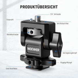 NEEWER Field Monitor Mount with Cold Shoe (2 Pieces), 1/4 Inch Screw for 5 Inch & 7 Inch Camera Monitor Mount, 360° Rotatable & Adjustable 180° Tilt Loss, Compatible with SmallRig Cage Atomos Ninja V,