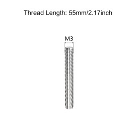TOP-VIGOR 20Pcs M3 x 55mm Fully Threaded Rod, 304 Stainless Steel Right Hand Threads Rods, Fully Studding Rod Bar for Anchor Bolts, Clamps, Hangers and U-Bolts