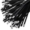 Duthcbw 100PCS 11.8" Black Epoxy Coated Metal Zip Ties, Heavy