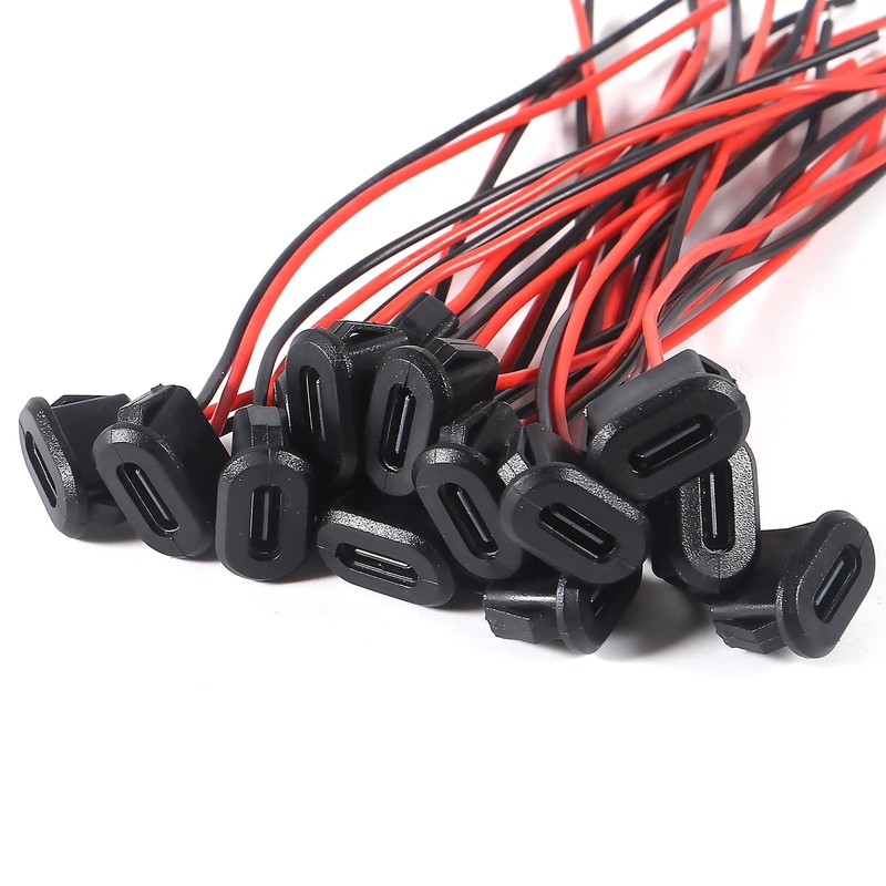 JUZITAO 15PCS USB C Type-C Female Chassis 2P Solder Wire