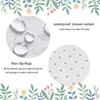 Purple Rose Bathroom Set with Shower Curtain and Non-Slip Rugs,