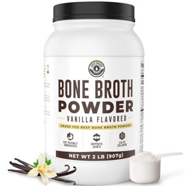 Left Coast Performance 32oz Vanilla Bone Broth Protein Powder From Grass Fed Beef - Non-GMO Ingredients, Gut-Friendly, Low Carb Dairy Free Protein Powder - Natural Collagen Source For Joint Support - Keto Friendly