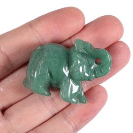 Lovionus89 40 mm Hand Carved Crystal Elephant Figures, Happy Bag, Stone Animal Statue, Sculpture, Home Decoration, Green Aventurine