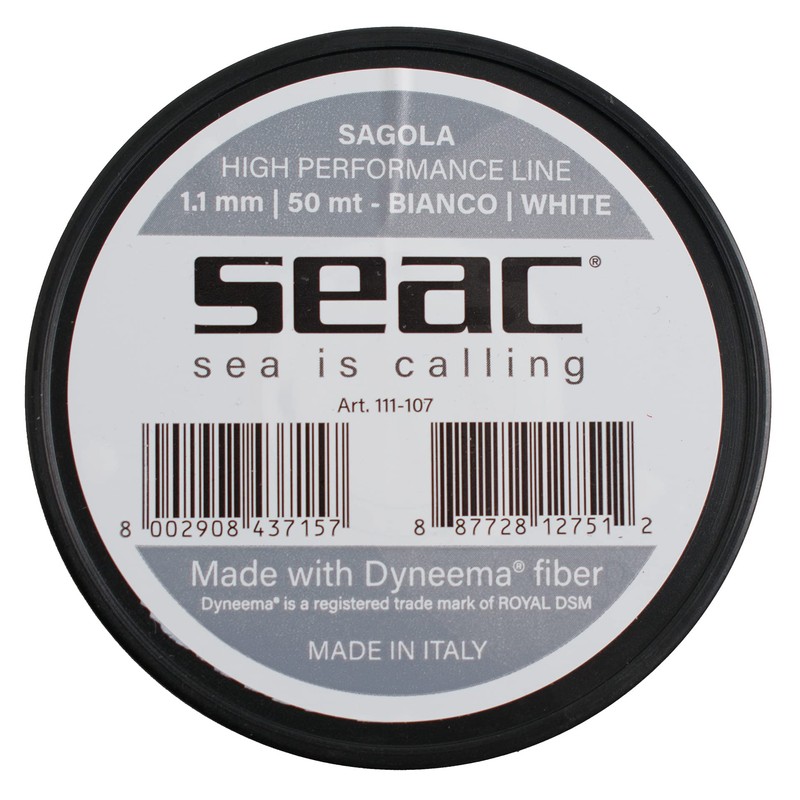 SEAC Unisex's Dyneema for Spearfishing, 50 mt, Waxed White, Ø1.1mm