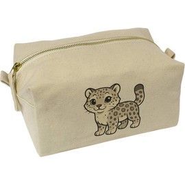 Azeeda 'Cute Snow Leopard' Canvas Wash Bag/Makeup Case (CS00047159)