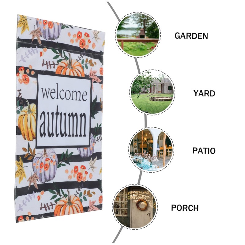 IWOWHERO 2pcs Double-sided Welcome Garden Flag Autumn Thanksgiving Pumpkin Design