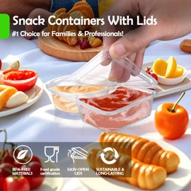 25 Pcs Double Compartment Condiment Containers with Airtight Lids – Reusable Transparent Snack Containers for Sauces, Dips, and Dressings – Perfect for Meal Prep, On-the-Go Snacks, and Office Use