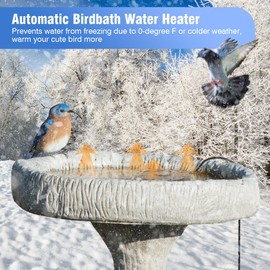 XpenGeny Bird Bath Heater for Outdoors in Winter, Birdbath Water Heater 120 W De-Icer, Bird Bath Deicer Full-Covered Aluminum, Birdbath Heater Thermostatcally Controlled Auto Shut Off for Winter